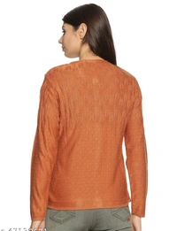 Clapton Acrylic Blend Round Neck Full Sleeve Casual Solid Winter Wear Cardigans For Women - M, Brown, Acrylic Blend, Pack of1